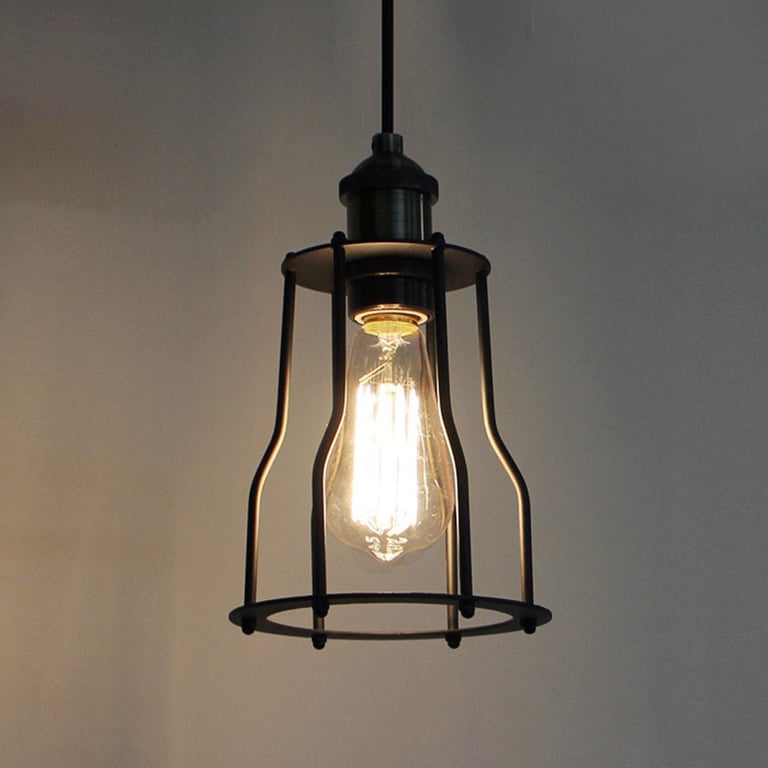 Vintage Ceiling Hanging Pendant Set Lamp Wire Cage 3165 - Industrial Style Light with Edison Screw Socket