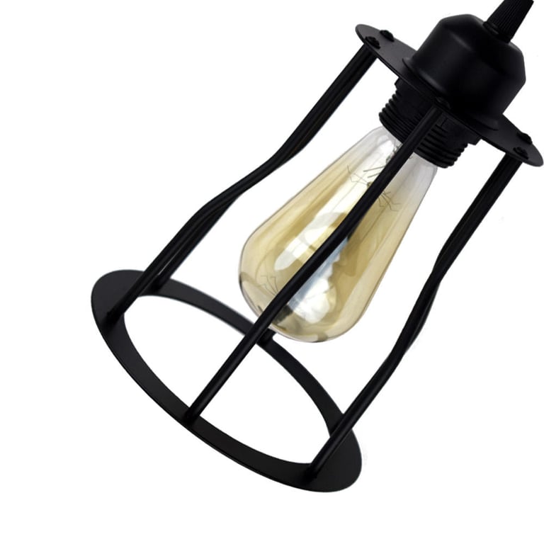 Vintage Ceiling Hanging Pendant Set Lamp Wire Cage 3165 - Industrial Style Light with Edison Screw Socket