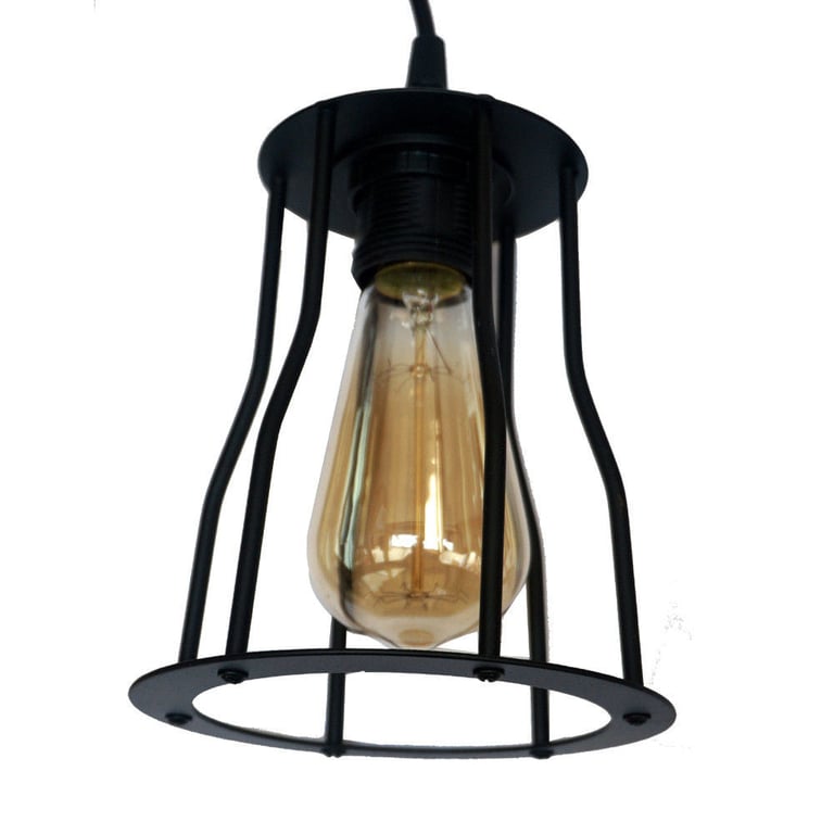Vintage Ceiling Hanging Pendant Set Lamp Wire Cage 3165 - Industrial Style Light with Edison Screw Socket