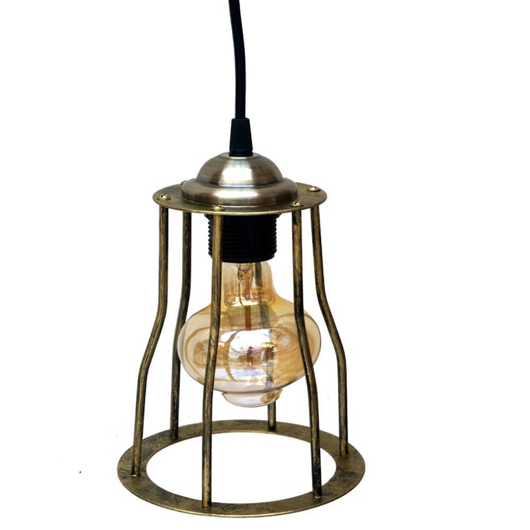 Vintage Brass Pendant Light - Industrial Ceiling Hanging Lamp