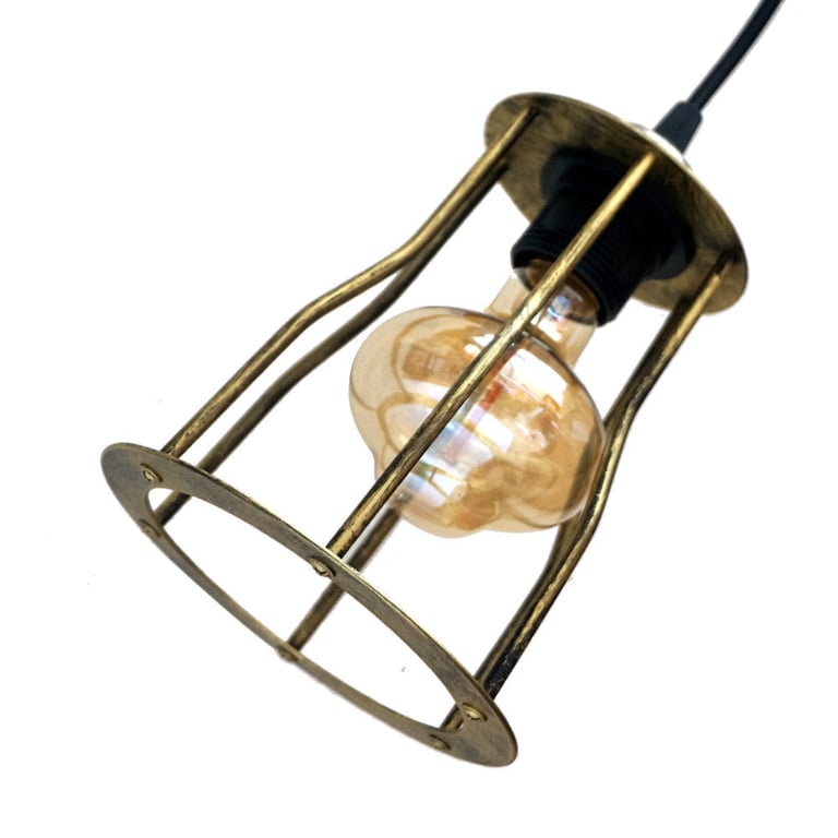 Vintage Brass Pendant Light - Industrial Ceiling Hanging Lamp