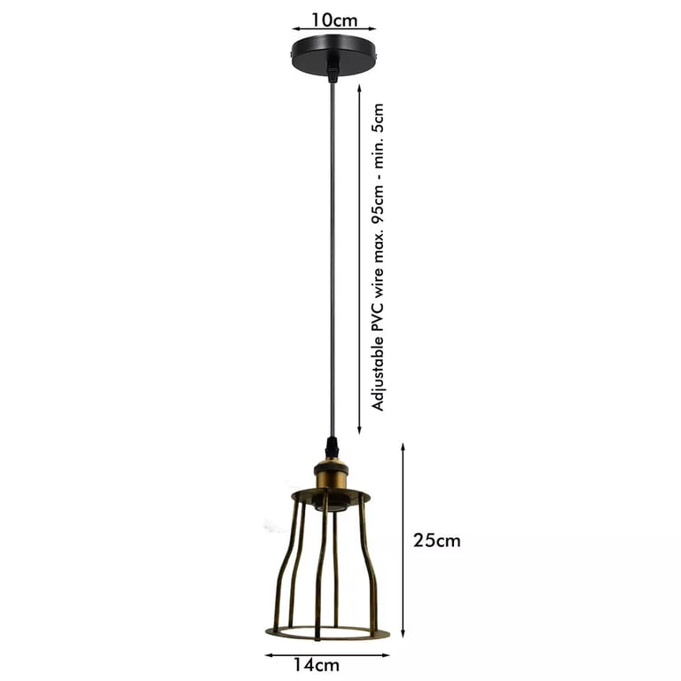 Vintage Brass Pendant Light - Industrial Ceiling Hanging Lamp