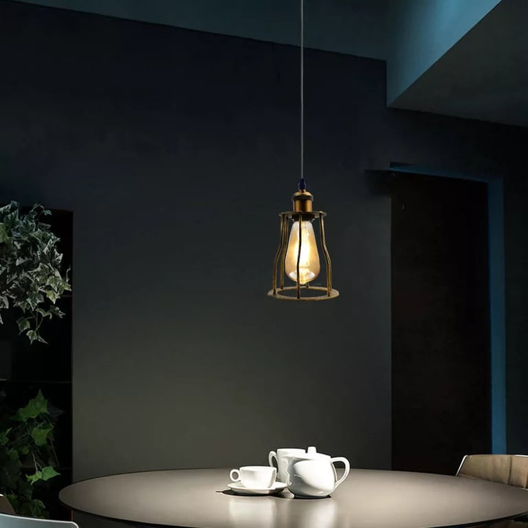 Vintage Brass Pendant Light - Industrial Ceiling Hanging Lamp