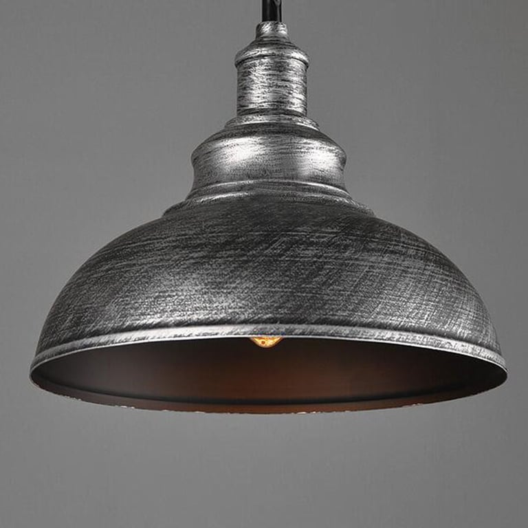 Brushed Silver Ceiling Pendant Retro Lamp Industrial Loft Chandelier - Vintage Charm E27 Bulb Compatible Light Fixture