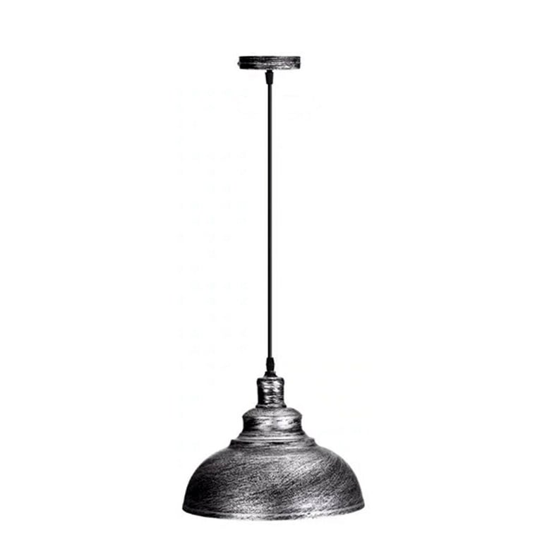 Brushed Silver Ceiling Pendant Retro Lamp Industrial Loft Chandelier - Vintage Charm E27 Bulb Compatible Light Fixture