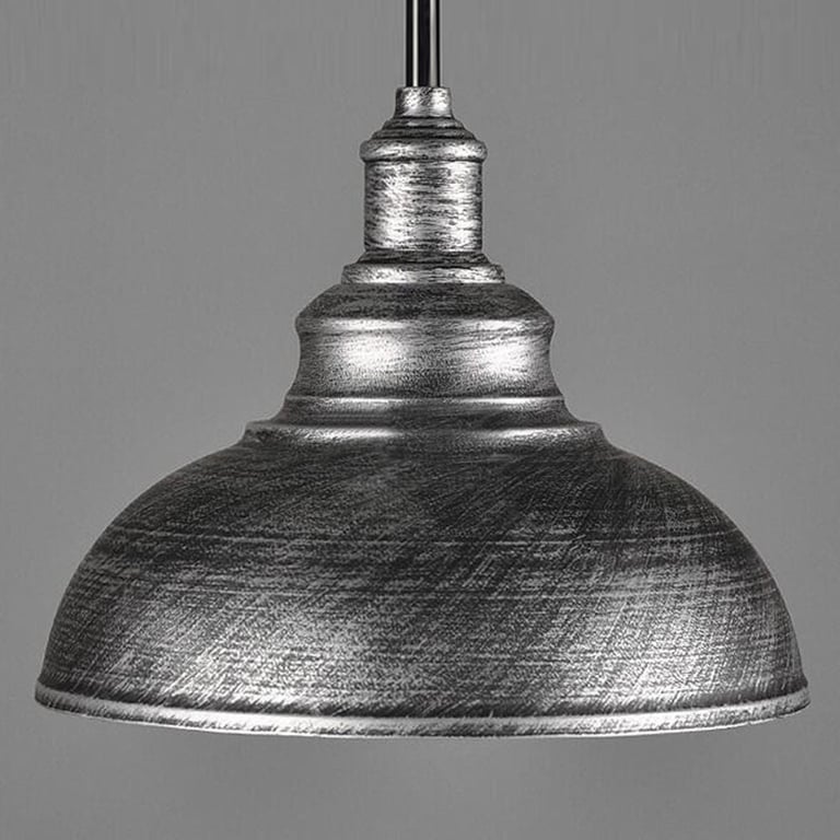 Brushed Silver Ceiling Pendant Retro Lamp Industrial Loft Chandelier - Vintage Charm E27 Bulb Compatible Light Fixture