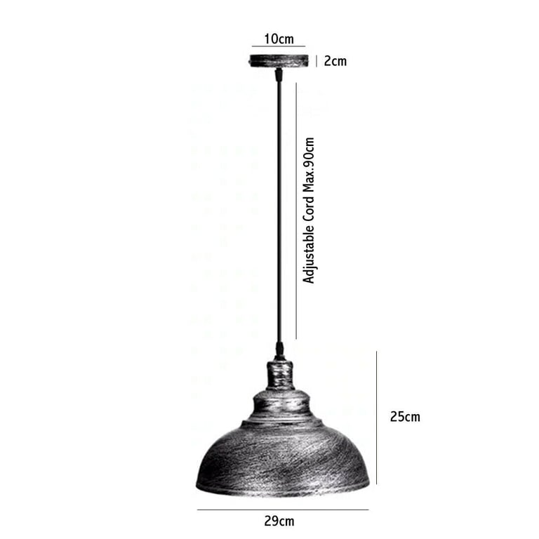 Brushed Silver Ceiling Pendant Retro Lamp Industrial Loft Chandelier - Vintage Charm E27 Bulb Compatible Light Fixture