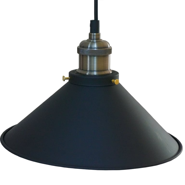 Modern Matt Black Bedroom Light Shade - Industrial Pendant Lighting with Gold Accents and E27 Lamp Holder
