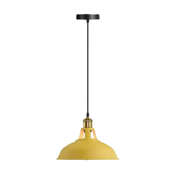 Vintage Industrial Retro Loft Yellow Shade Pendant Light E27 Socket 310mm Diameter