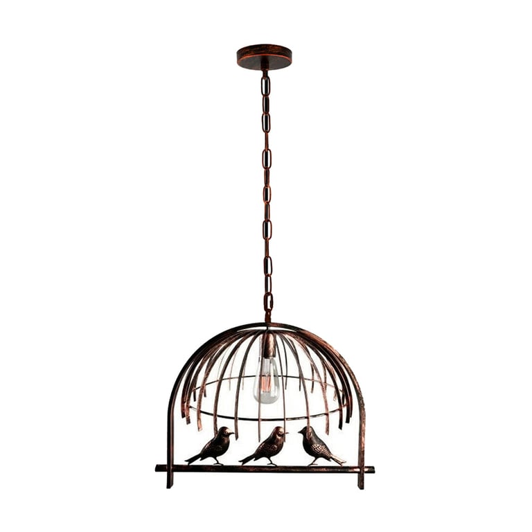 Rustic Red Industrial Bird Cage Chandelier Pendant Light E27 Socket
