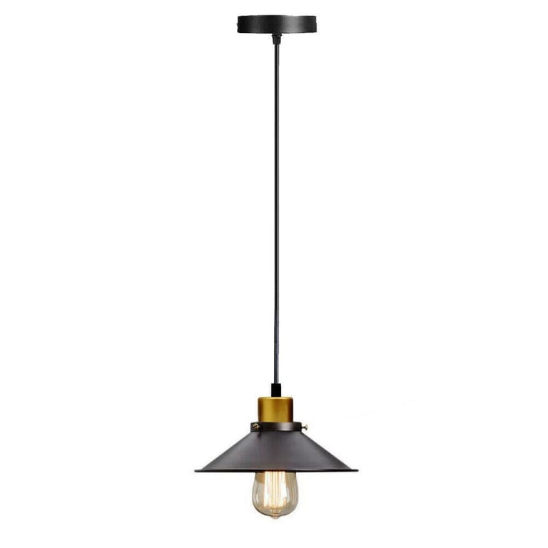 Vintage Black Metal Industrial Pendant Light Shade E27 Socket Lamp