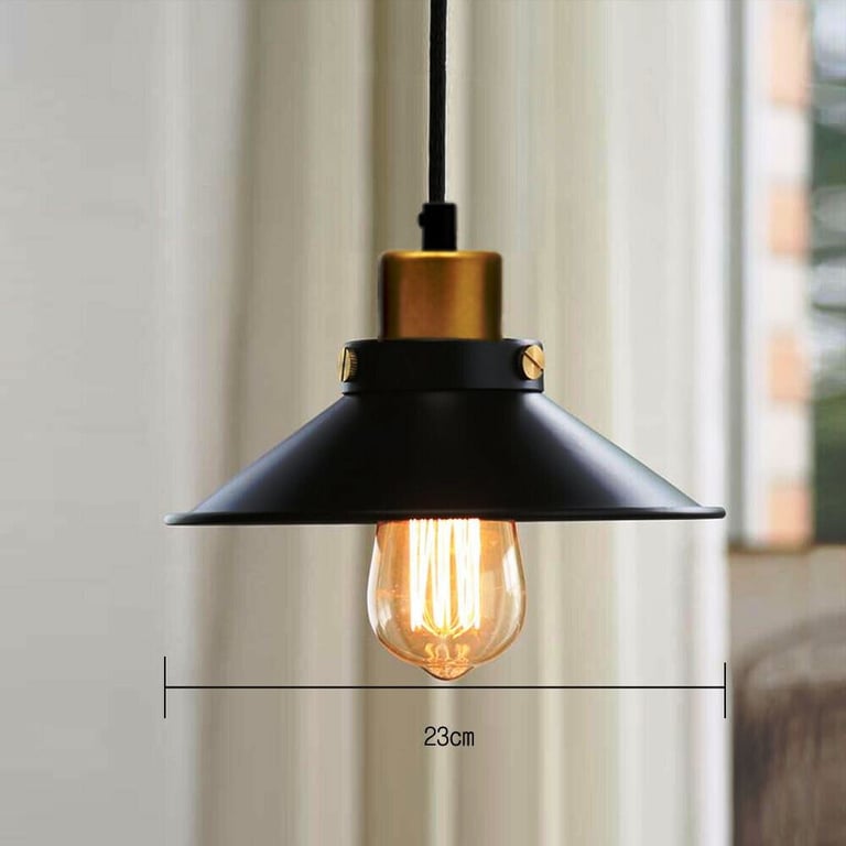Vintage Black Metal Industrial Pendant Light Shade E27 Socket Lamp