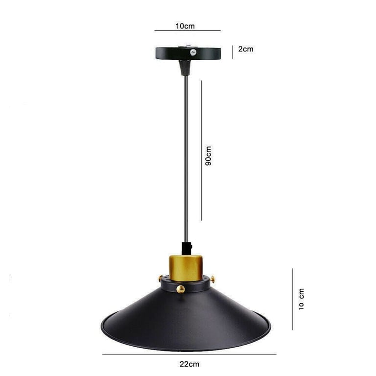 Vintage Black Metal Industrial Pendant Light Shade E27 Socket Lamp