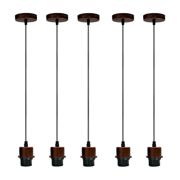 Rustic Red Vintage Retro E27 Dimmable Pendant Light Holder 5 Pack