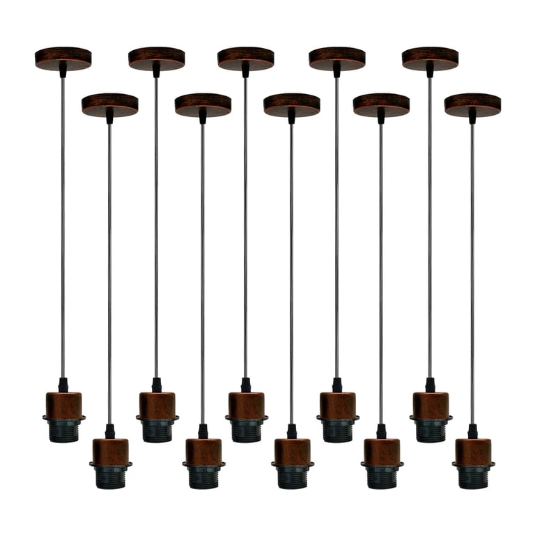 Rustic Red Vintage Retro Pendant Light E27 Dimmable Holder 10-Pack