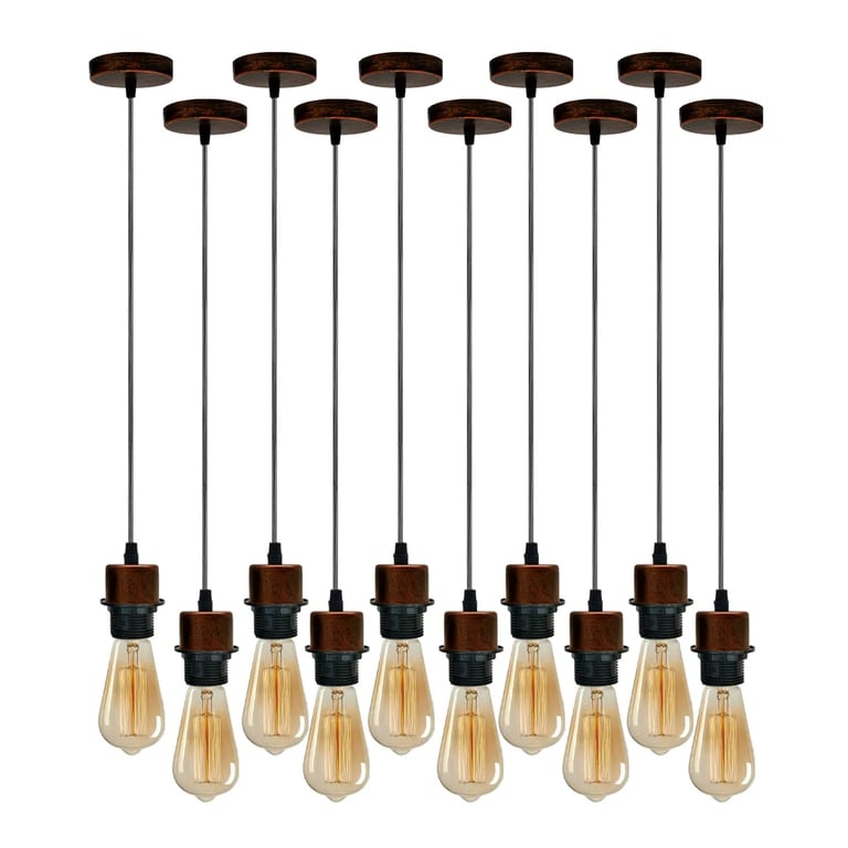 Rustic Red E27 Pendant Light, Vintage Retro Design, Dimmable and Adjustable Cable
