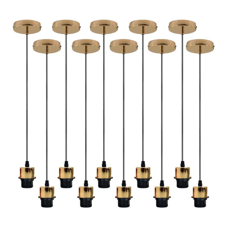 10-Pack Vintage Pendant Light Holder with E27 Lamp Holder and 95cm Adjustable Cable - Dimmable Ceiling Lighting Kit