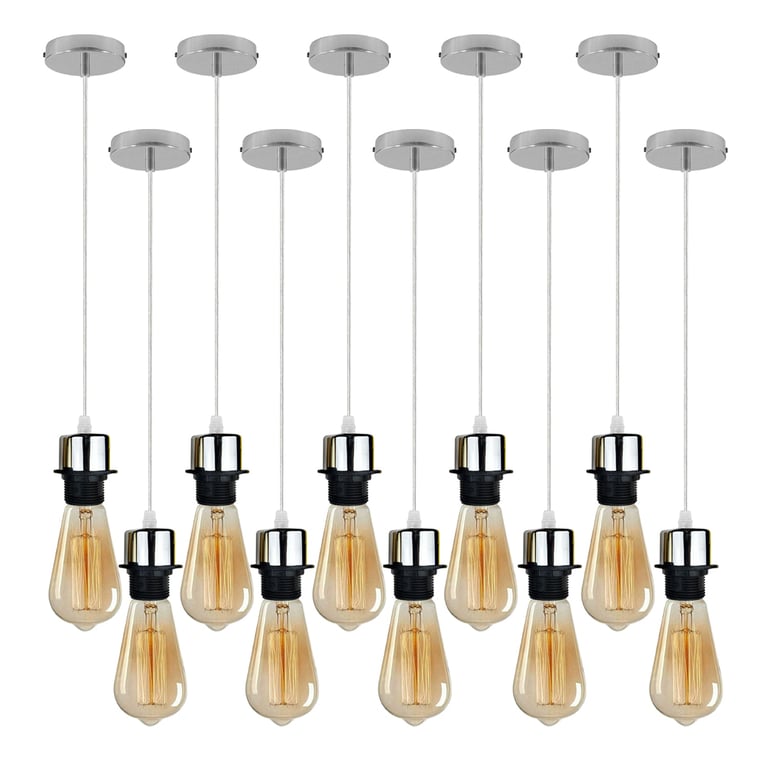 10 Pack Vintage Retro Pendant Light Holder E27 Bulb Dimmable Indoor Ceiling Lighting Kit