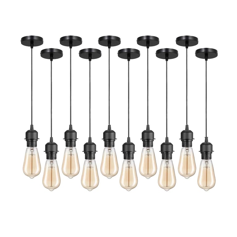 10Pack Black Pendant Light E27 Lamp Holder Dimmable Ceiling Hanging Light