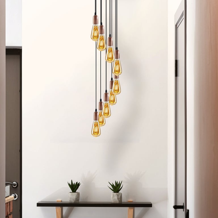 Vintage Industrial 1-9 Way Pendant Light Fitting E27 Compatible Adjustable Height Ceiling Lamp