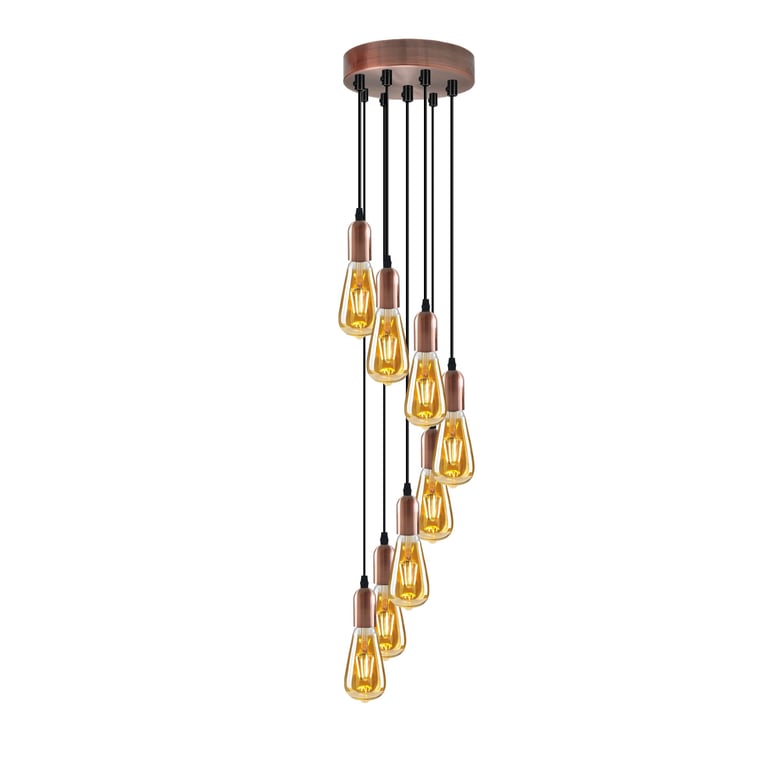 Vintage Industrial 1-9 Way Pendant Light Fitting E27 Compatible Adjustable Height Ceiling Lamp