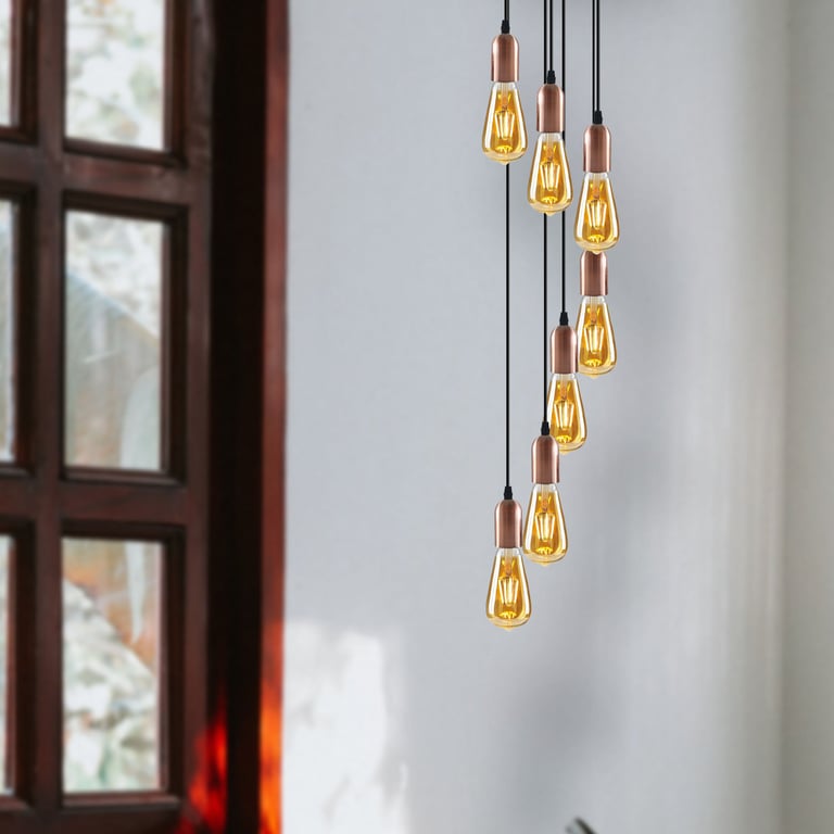 Vintage Industrial 1-9 Way Pendant Light Fitting E27 Compatible Adjustable Height Ceiling Lamp