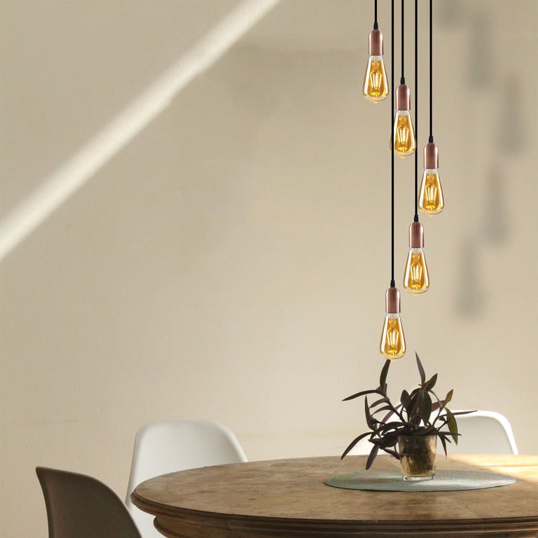 Vintage Industrial 1-9 Way Pendant Light Fitting E27 Compatible Adjustable Height Ceiling Lamp