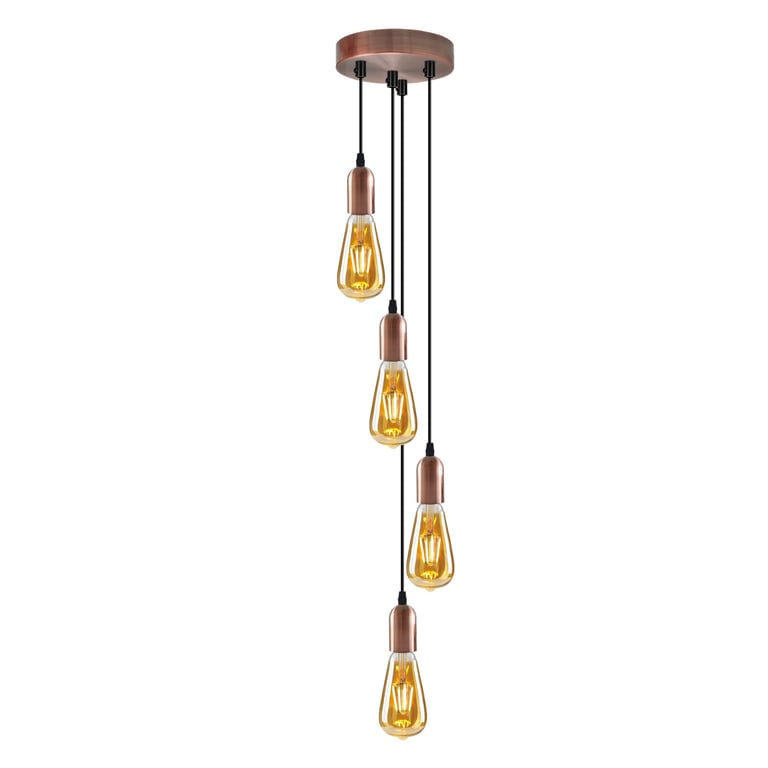 Vintage Industrial 1-9 Way Pendant Light Fitting E27 Compatible Adjustable Height Ceiling Lamp