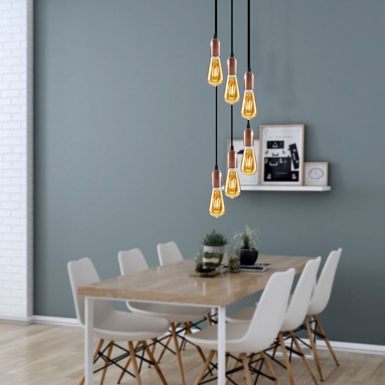Vintage Industrial Pendant Light - Adjustable Height E27 Bulb Compatible