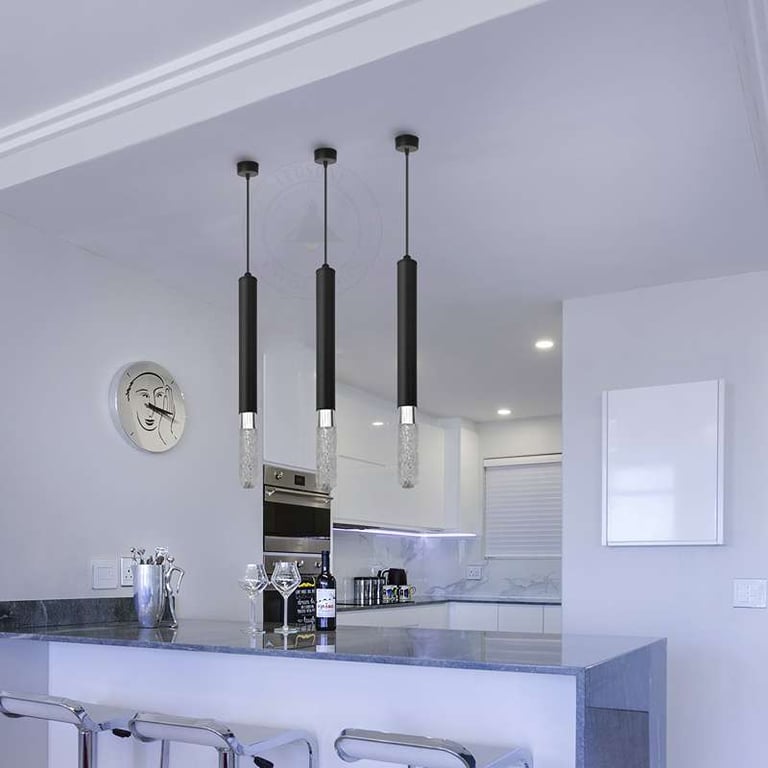 Modern Cylinder Black Adjustable Aluminum Tube Pendant Light