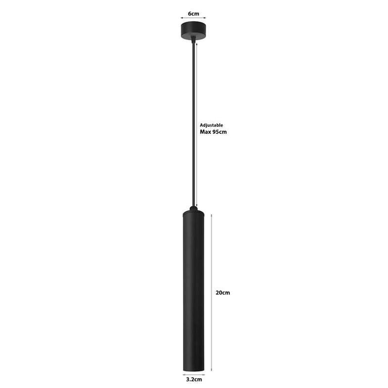 Modern Cylinder Black Adjustable Aluminum Tube Pendant Light