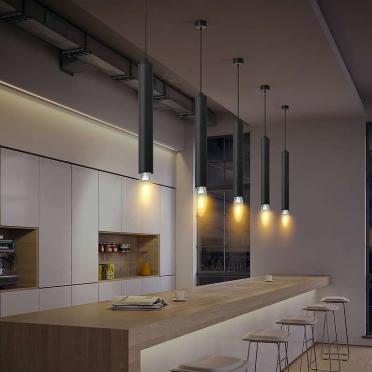 Modern Cylinder Black Adjustable Aluminum Tube Pendant Light