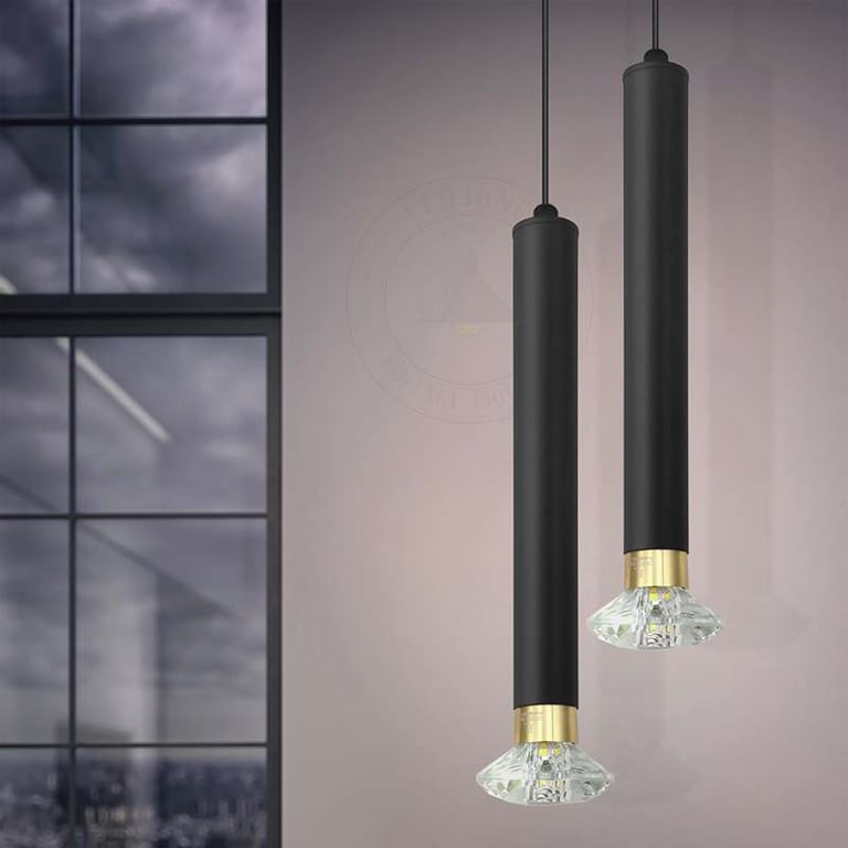 Modern Cylinder Black Adjustable Aluminum Tube Pendant Light
