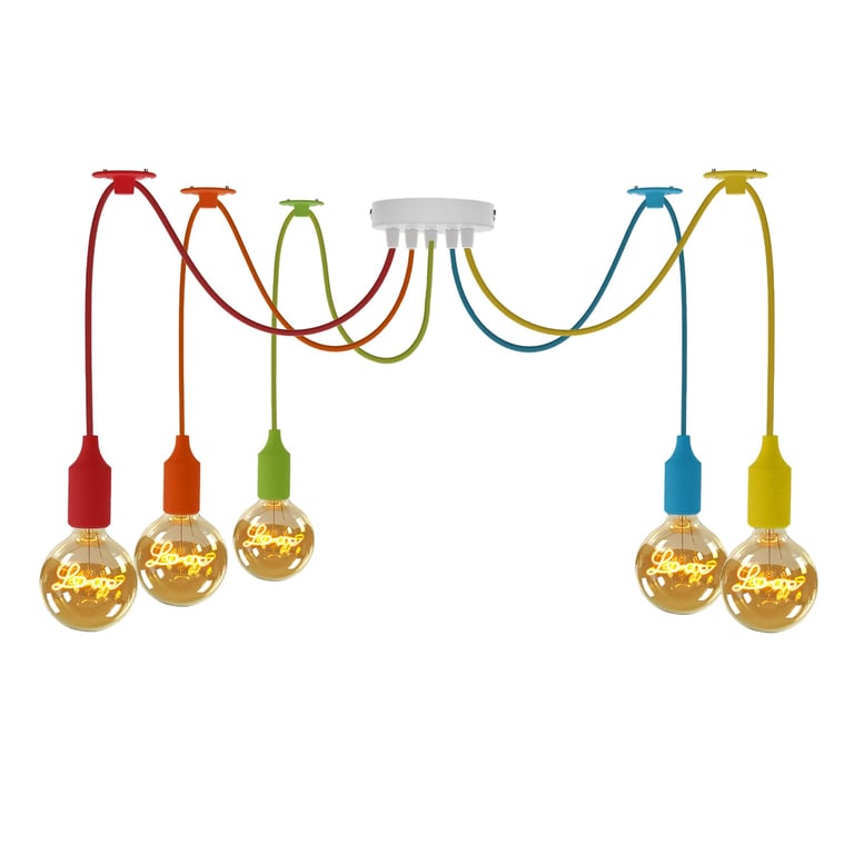 5 Head Spider Shape Multiple Colour Pendant Light - Adjustable & Vintage Retro Style Lighting