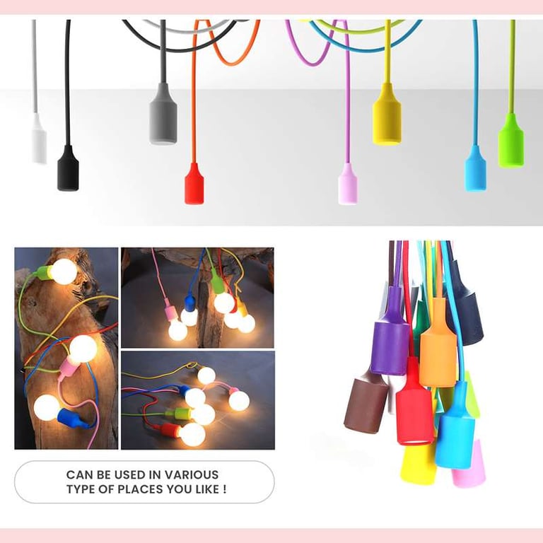 Adjustable Multiple Color Pendant Light - 9 Head Swag Hook with E27 Base