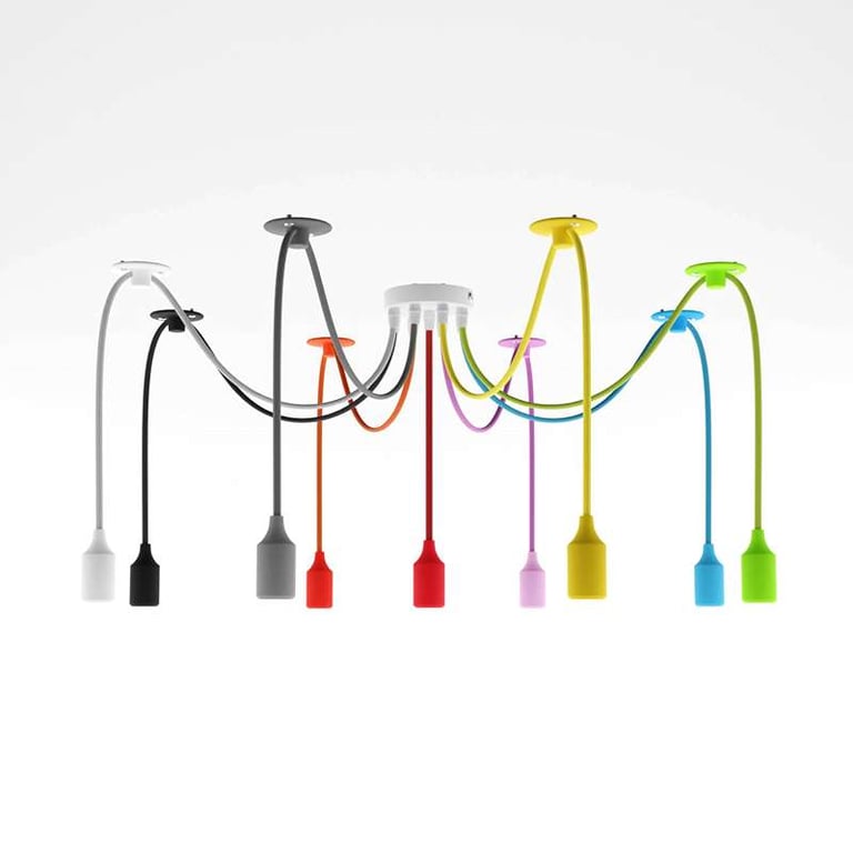 Adjustable Multiple Color Pendant Light - 9 Head Swag Hook with E27 Base