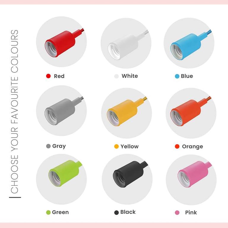Multiple Colour Pendant Light - Adjustable & Dimmable E27 Base Lamp Holder