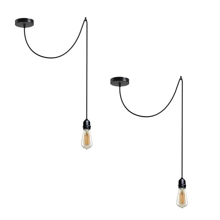 Waterproof E27 Bulb Holder Pendant Light Fitting - IP65 Outdoor Ceiling Fixture 2m Hanging Modern Design