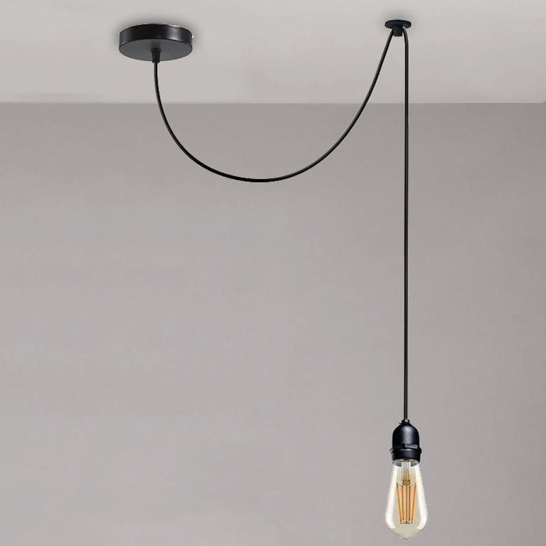 Waterproof E27 Bulb Holder Pendant Light Fitting - IP65 Outdoor Ceiling Fixture 2m Hanging Modern Design