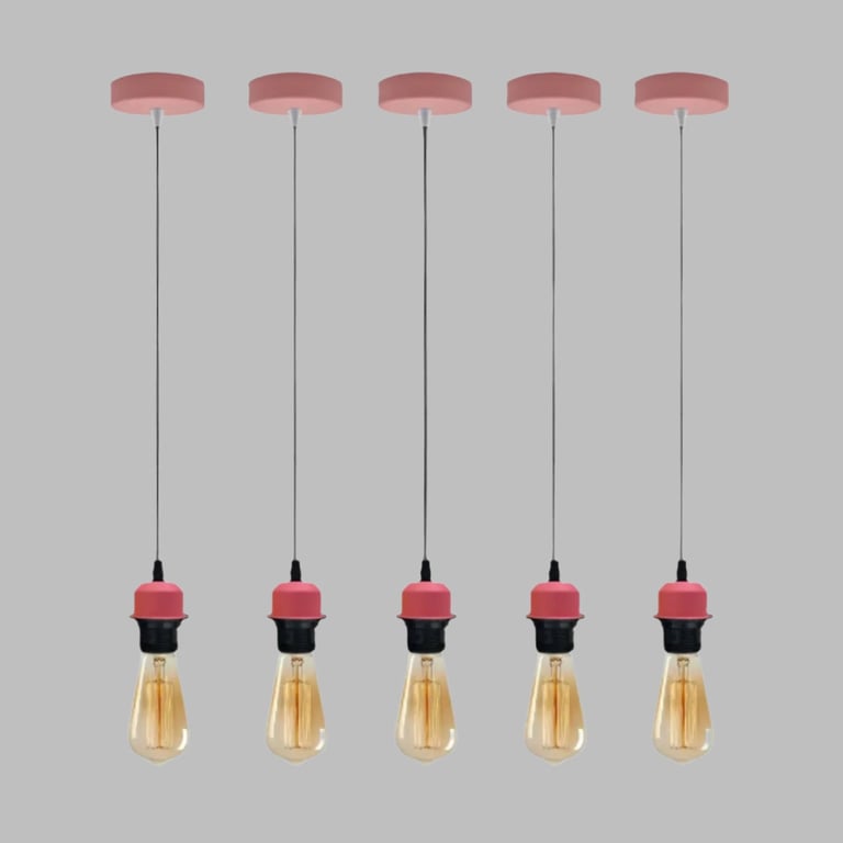 Vintage E27 Pendant Light Holder - 5 Pack Dimmable Retro Ceiling Fixture