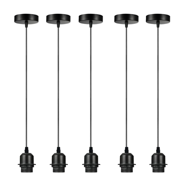 Vintage E27 Pendant Light Holder - 5 Pack Dimmable Retro Ceiling Fixture