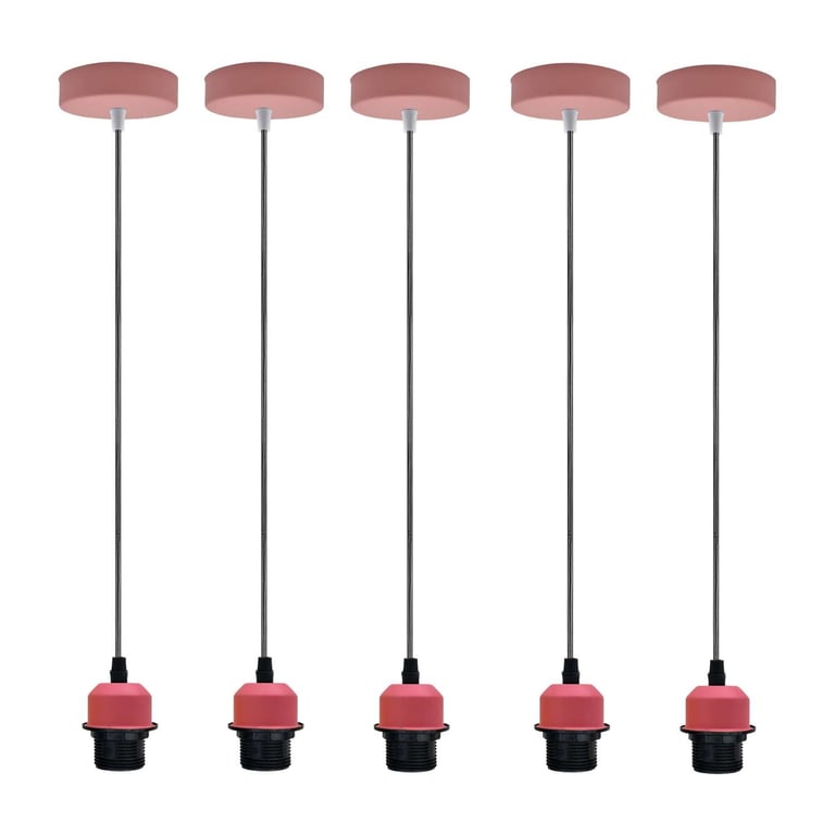 Vintage E27 Pendant Light Holder - 5 Pack Dimmable Retro Ceiling Fixture
