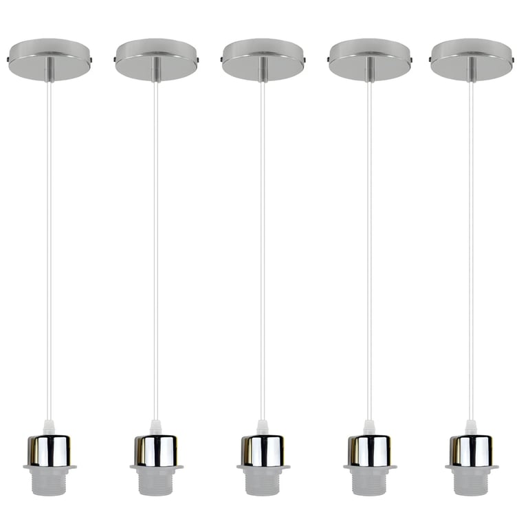 Vintage E27 Pendant Light Holder - 5 Pack Dimmable Retro Ceiling Fixture