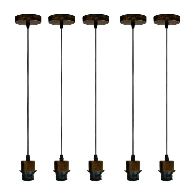 Vintage E27 Pendant Light Holder - 5 Pack Dimmable Retro Ceiling Fixture