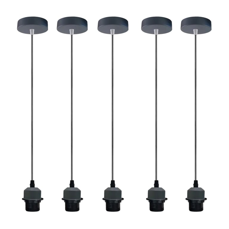 Vintage E27 Pendant Light Holder - 5 Pack Dimmable Retro Ceiling Fixture
