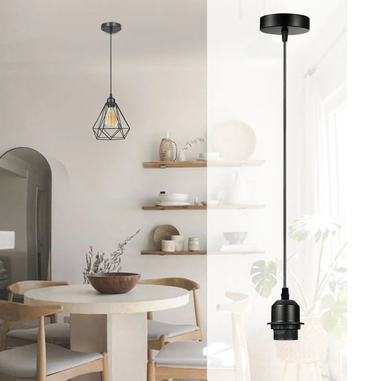 Vintage E27 Pendant Light Holder - 5 Pack Dimmable Retro Ceiling Fixture