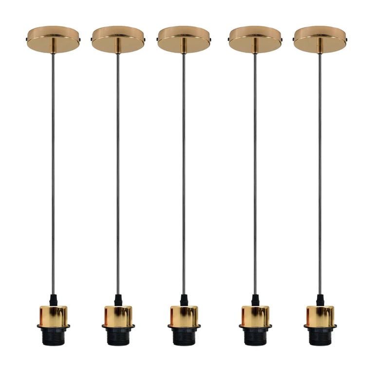 Vintage E27 Pendant Light Holder - 5 Pack Dimmable Retro Ceiling Fixture