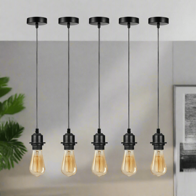 5 Pack Vintage E27 Pendant Lamp Holder Ceiling Hanging Light Kit - Dimmable Retro Lighting Solution