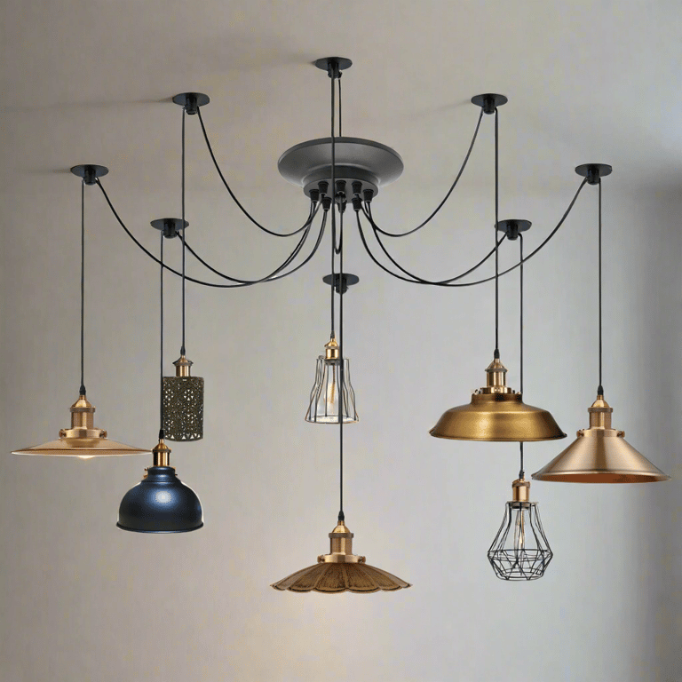 Vintage Metal Spider Pendent Lamp 8-Way Dimmable Lighting Fixture