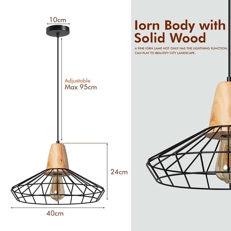 Vintage Black Wire Cage E27 Pendant Light - Modern Home Lighting Solution